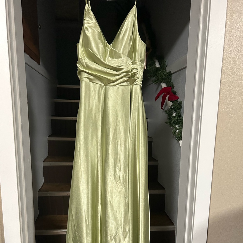 Elegant Light Green Satin Gown